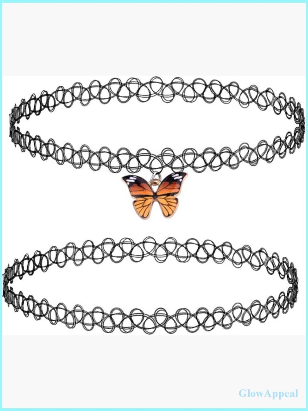Stretchy Elastic Choker Necklace with Charms, 18 Inch Length, Plastic Material